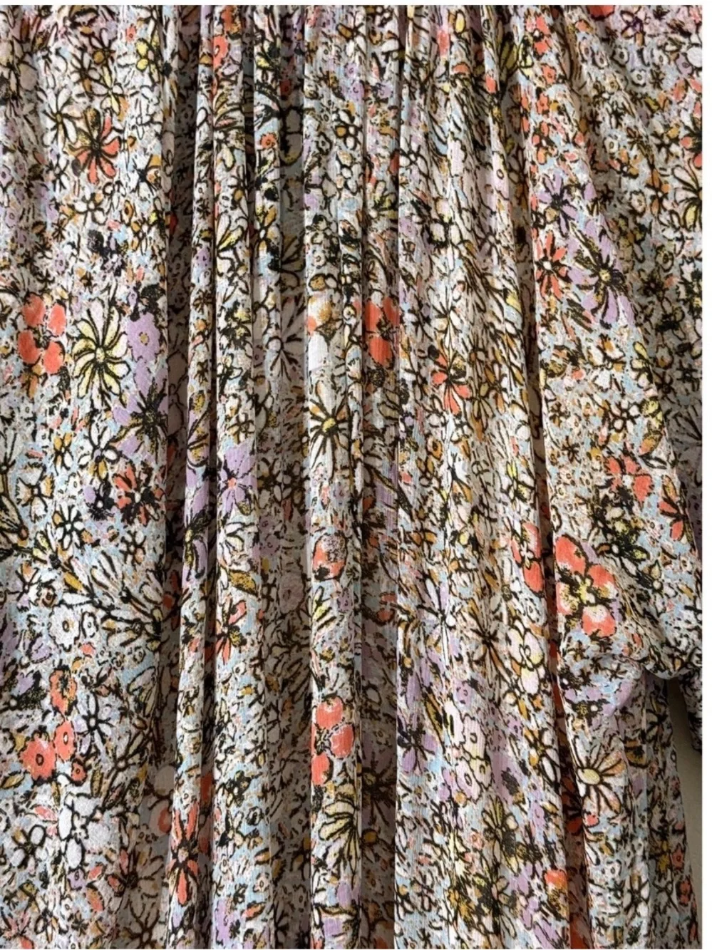 Free People Feeling Groovy Floral Ruffled Maxi Dress Soft Blue, Cream Size L